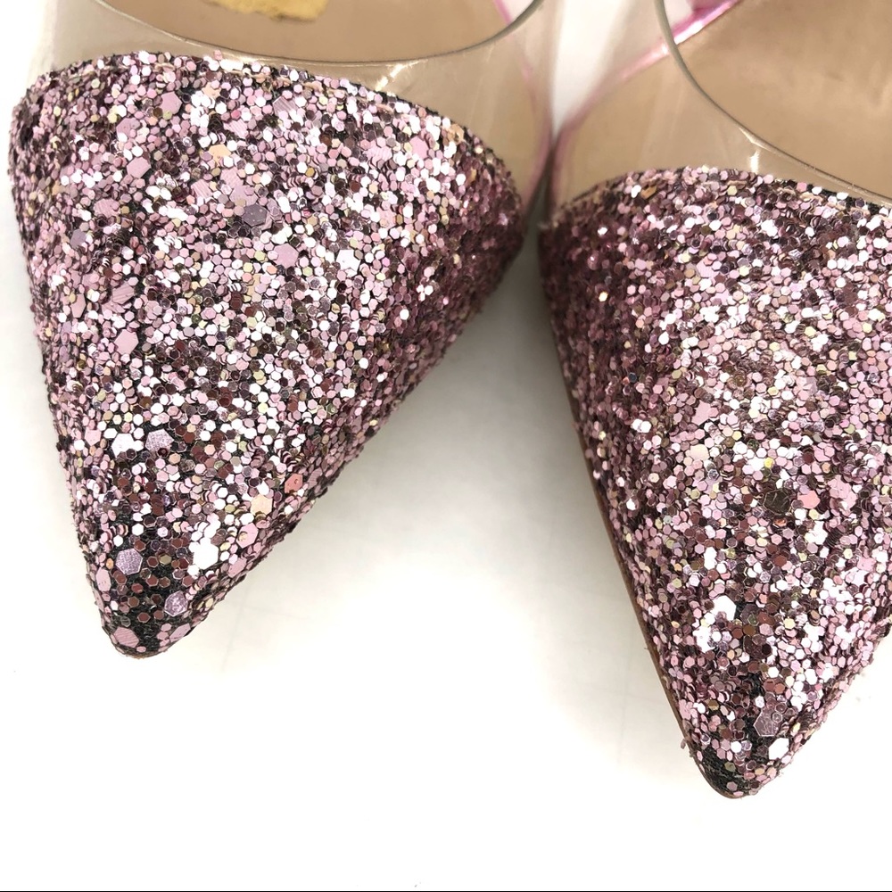 Aldo Pink Sequin Clear Cinderella Style Stiletto Heels - Picture 3 of 9